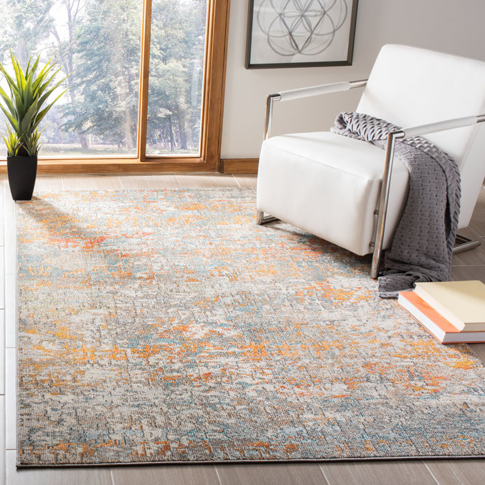 Wade Logan® Jiminez Abstract Gray/Orange Area Rug & Reviews Wayfair